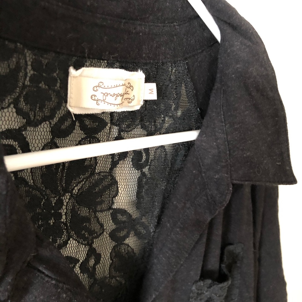 Propaganda black flower lace top